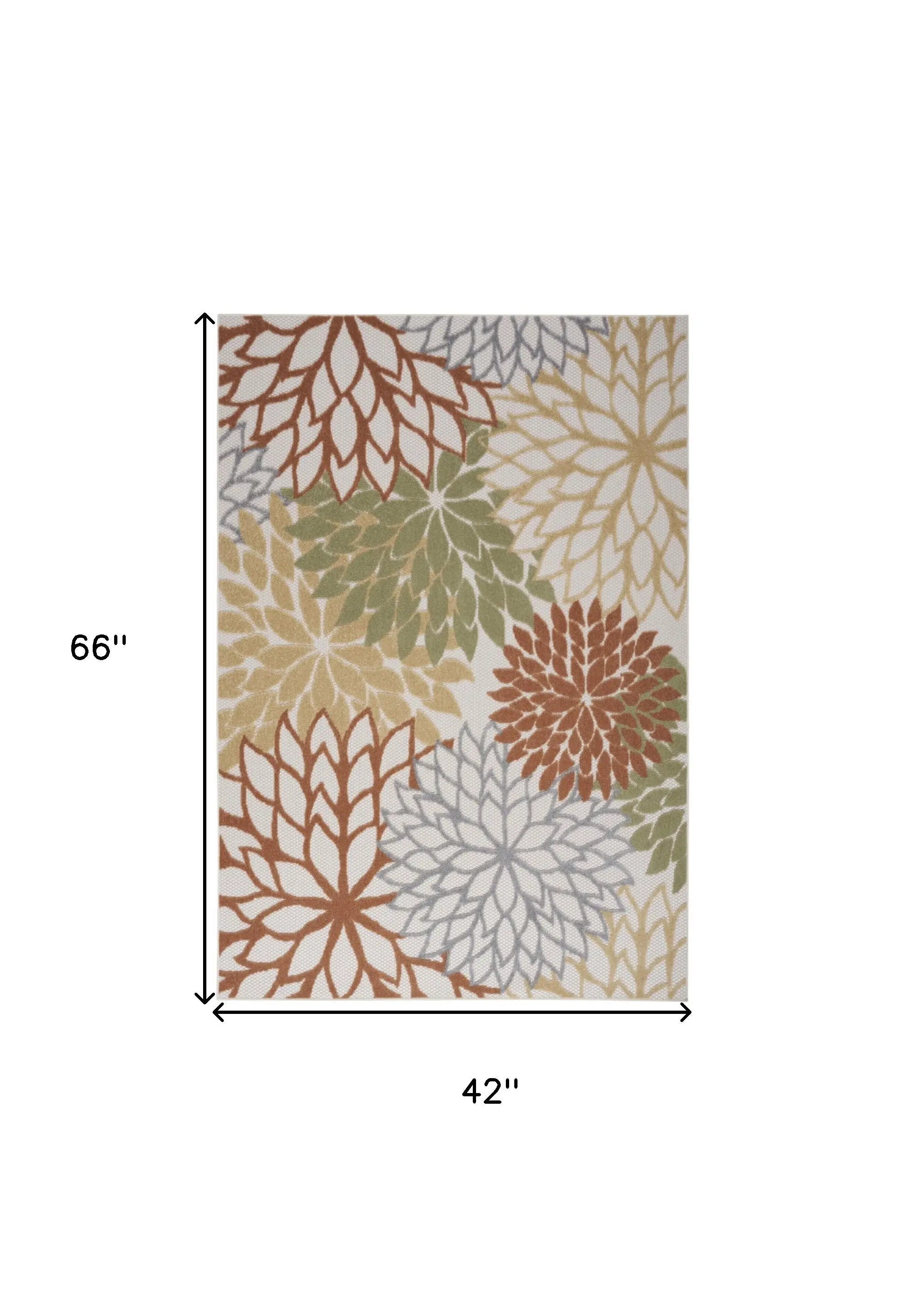 4' X 6' Ivory Green And Blue Indoor Outdoor Area Rug Homeroots Outdoor