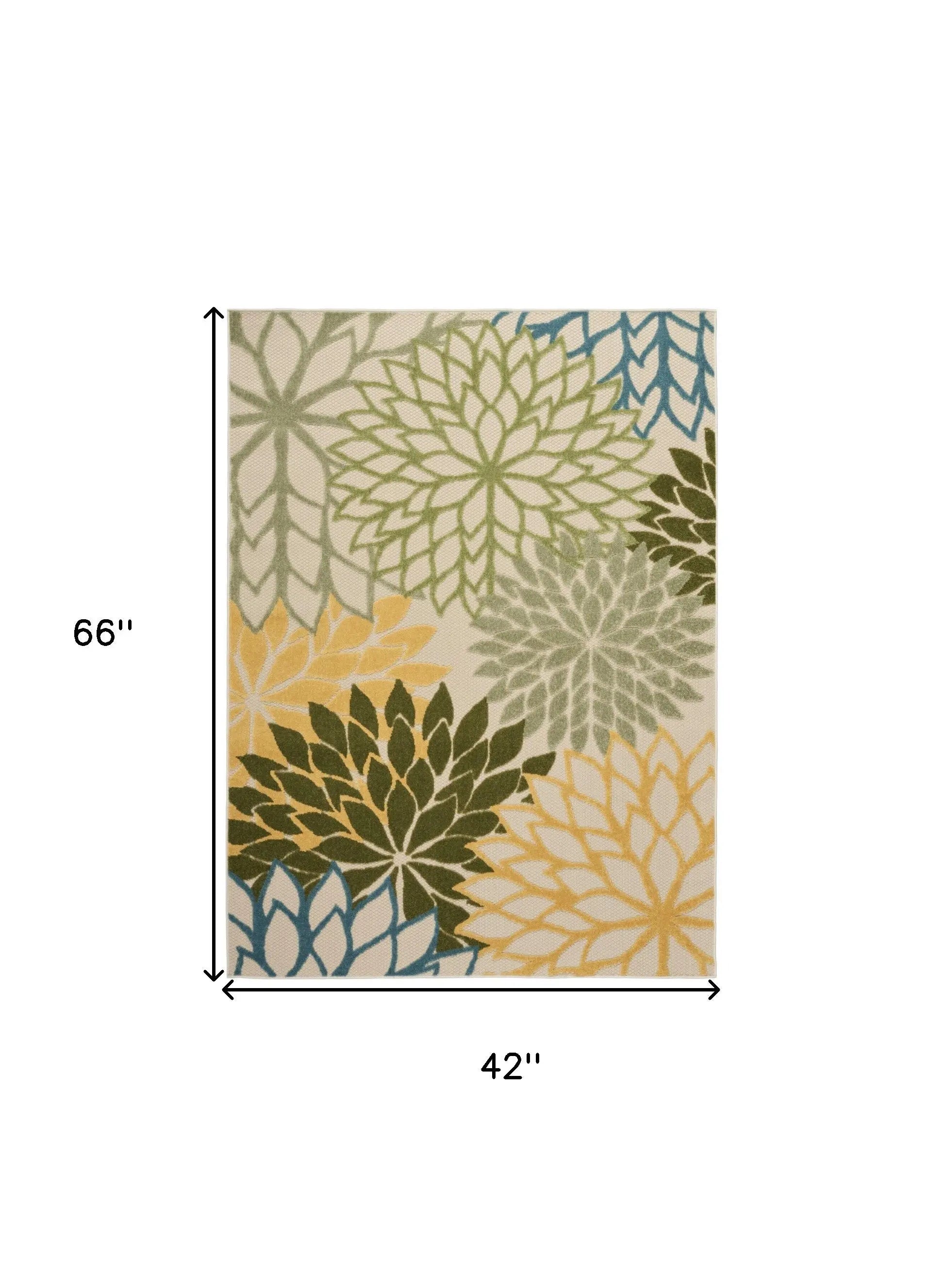 4' X 6' Ivory Green Blue And Yellow Floral Indoor Outdoor Area Rug Homeroots Outdoor