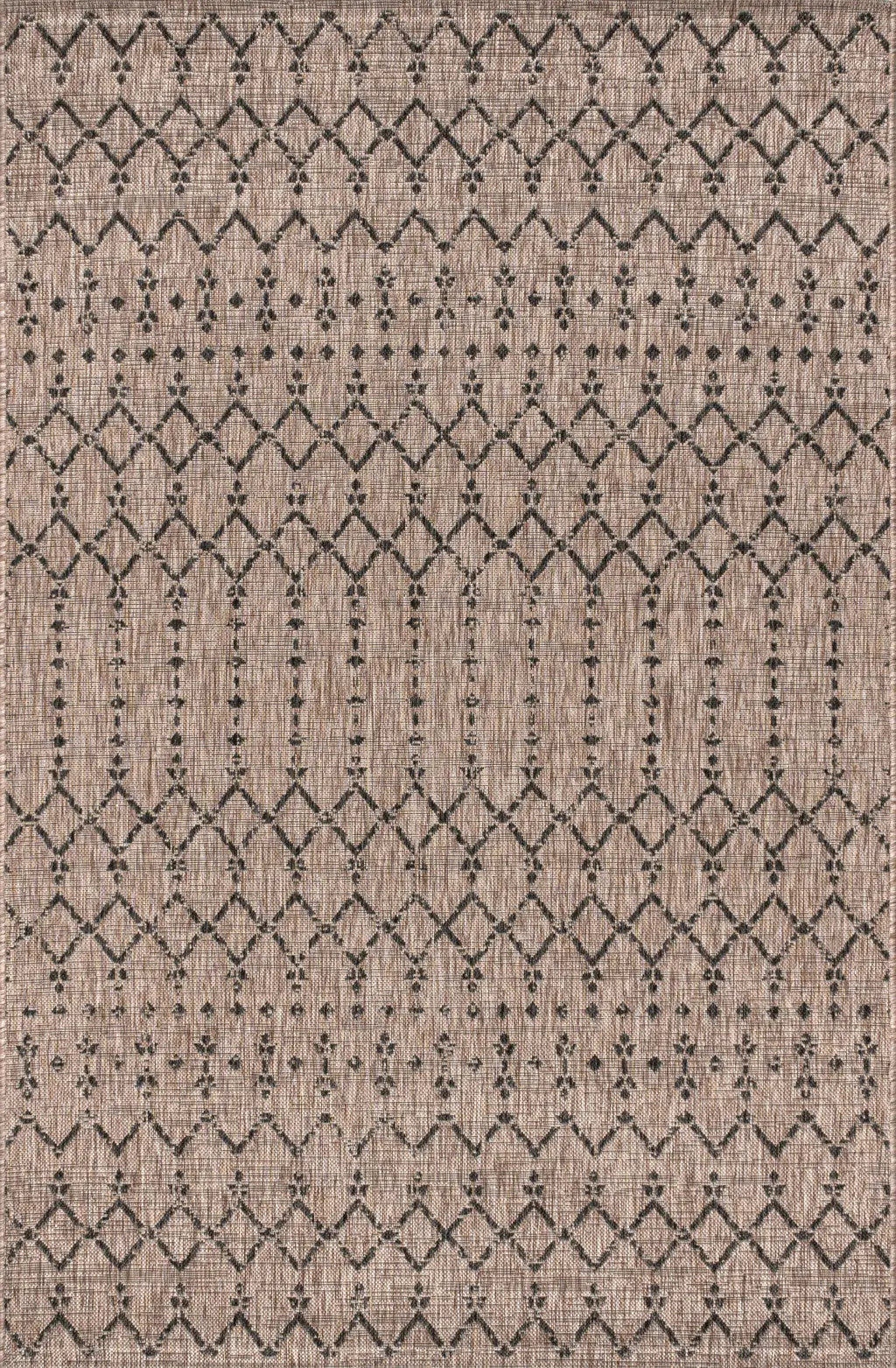 4' X 6' Natural And Black Trellis Indoor Outdoor Area Rug Homeroots Outdoor