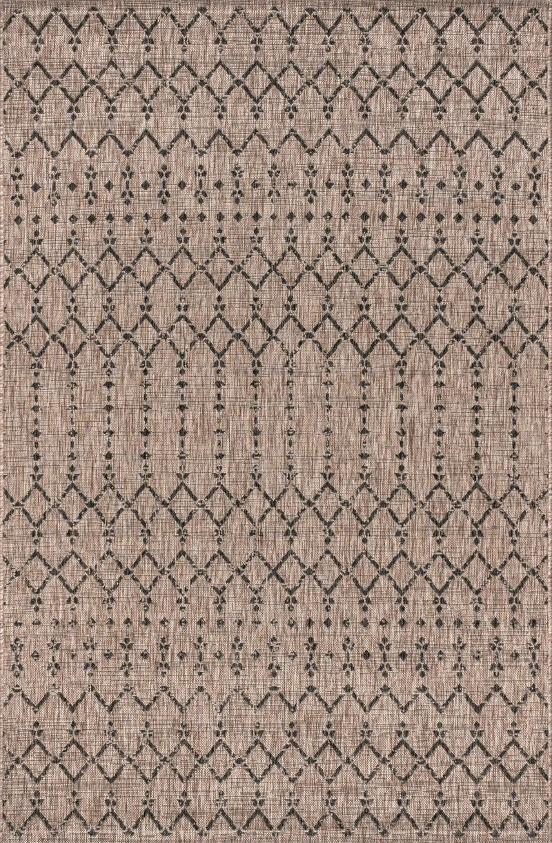 4' X 6' Natural And Black Trellis Indoor Outdoor Area Rug Homeroots Outdoor