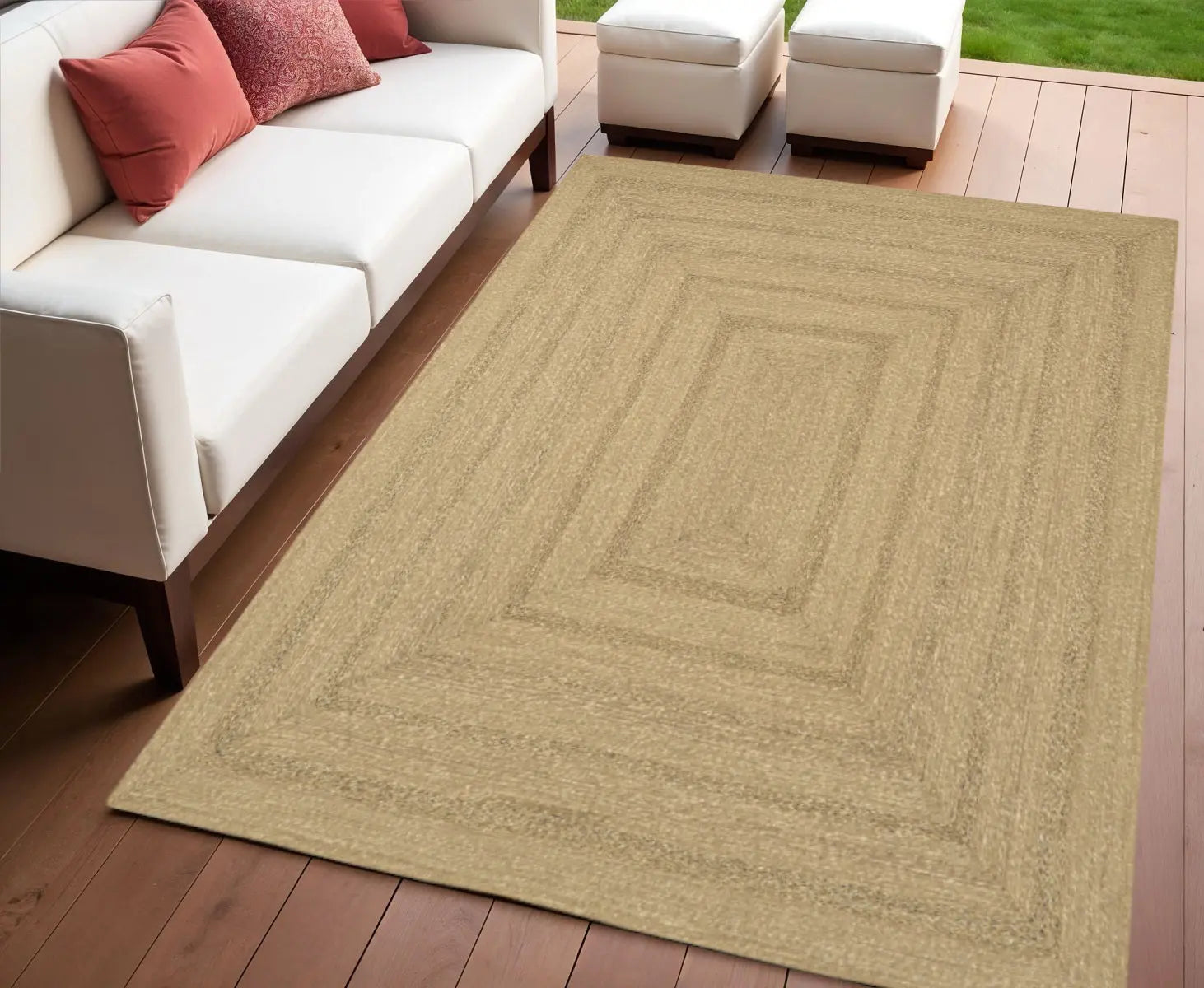 4' X 6' Natural And Brown Handmade Indoor Outdoor Area Rug Homeroots Outdoor