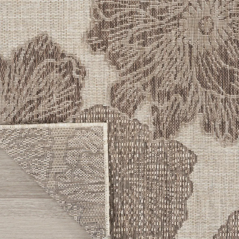 4' X 6' Natural And Ivory Floral Indoor Outdoor Area Rug Homeroots Outdoor