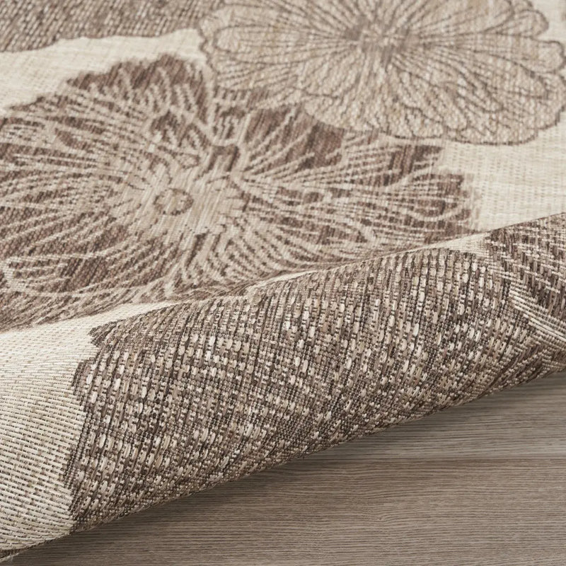 4' X 6' Natural And Ivory Floral Indoor Outdoor Area Rug Homeroots Outdoor