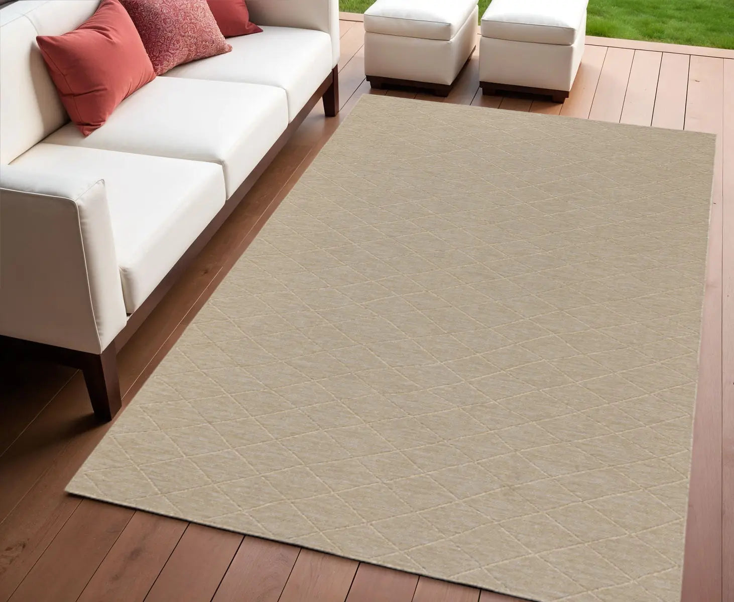 4' X 6' Natural And Light Brown Geometric Indoor Outdoor Area Rug Homeroots Outdoor