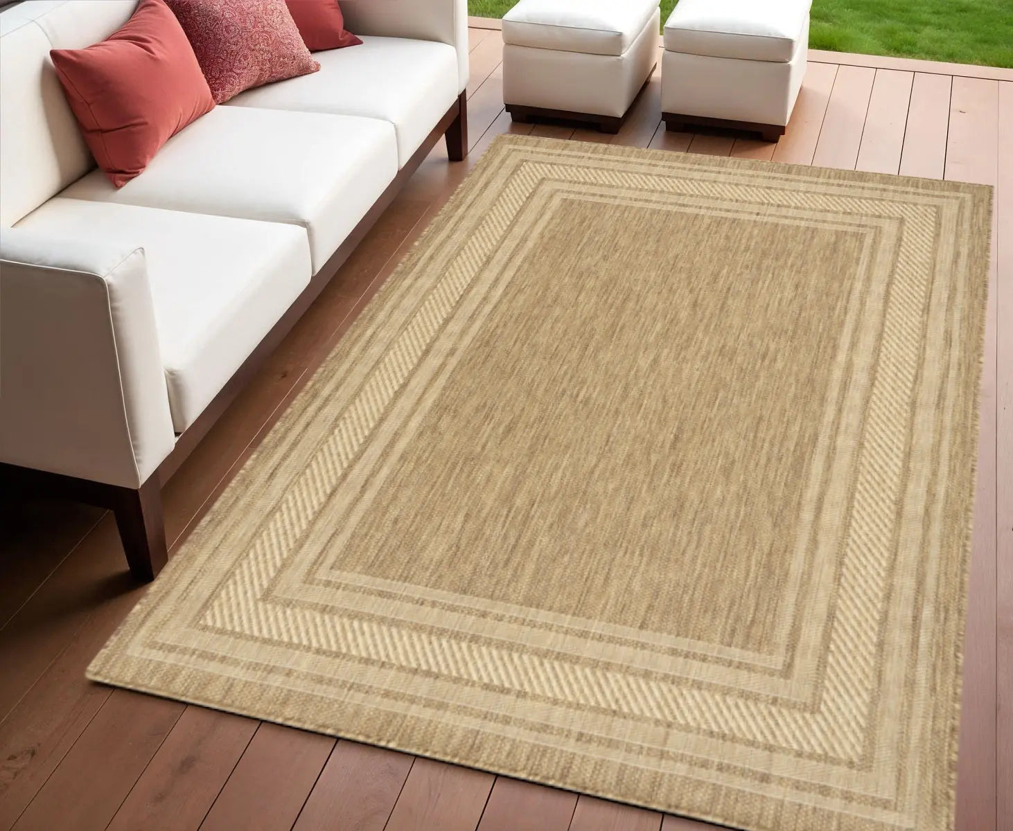 4' X 6' Natural Geometric Indoor Outdoor Area Rug Homeroots Outdoor