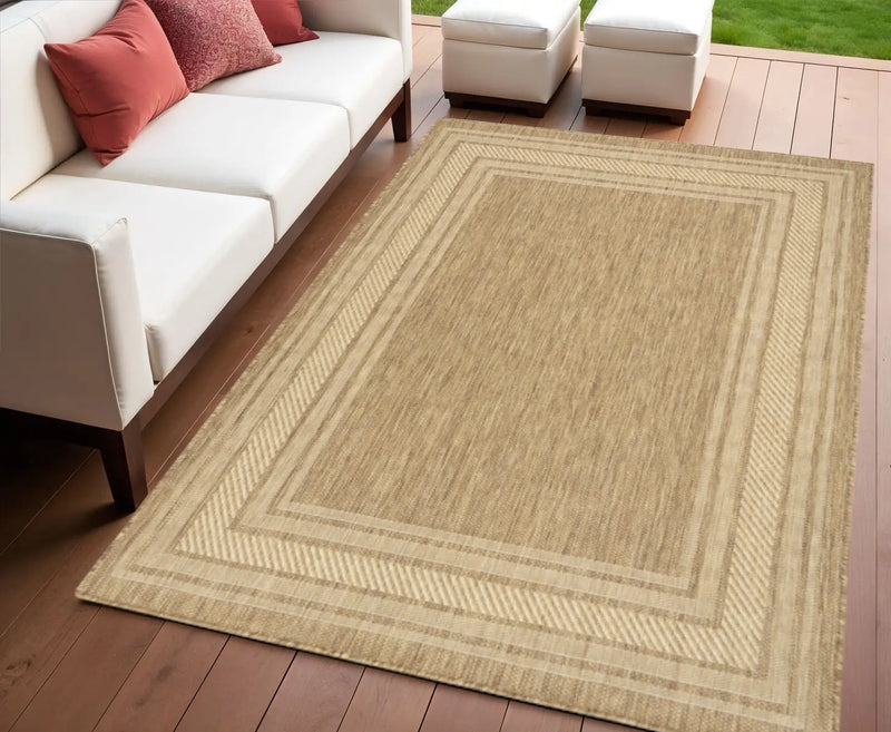4' X 6' Natural Geometric Indoor Outdoor Area Rug Homeroots Outdoor