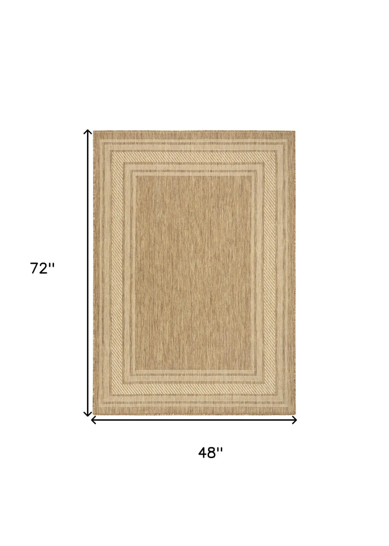 4' X 6' Natural Geometric Indoor Outdoor Area Rug Homeroots Outdoor