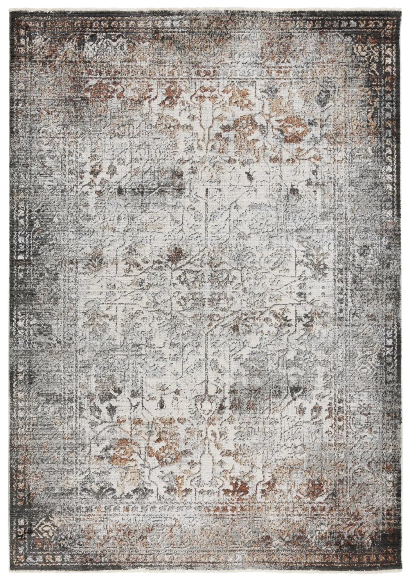 4' X 6' Natural Gray And Terra Cotta Oriental Area Rug Homeroots Home Decor