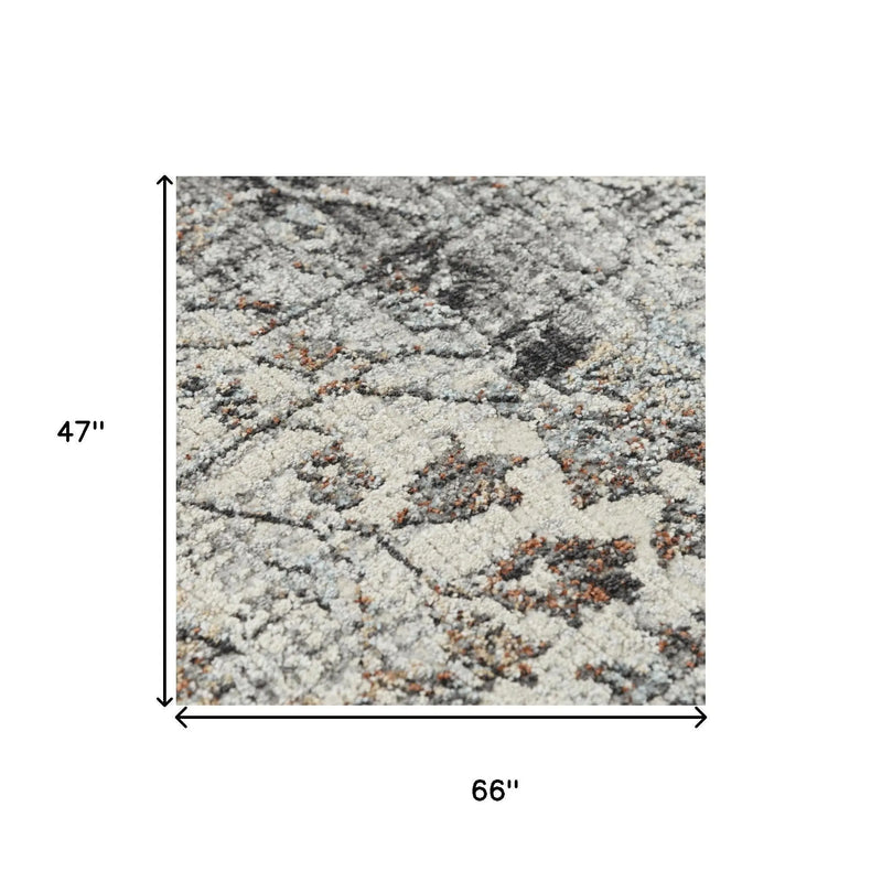 4' X 6' Natural Gray And Terra Cotta Oriental Area Rug Homeroots Home Decor