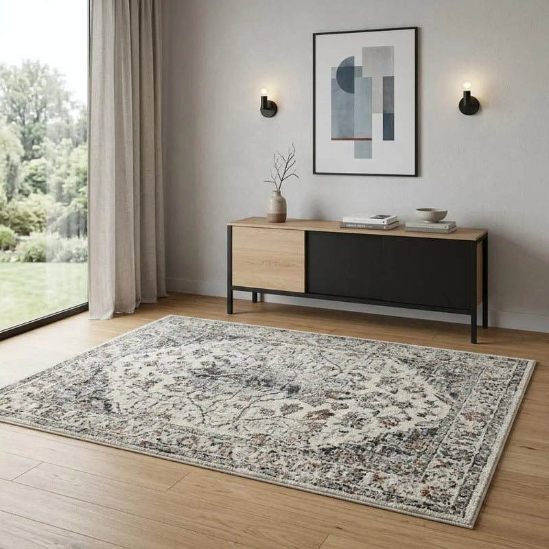 4' X 6' Natural Gray And Terra Cotta Oriental Area Rug Homeroots Home Decor