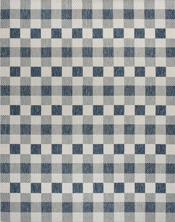 4' X 6' Navy Blue And Cream Geometric Indoor Outdoor Area Rug Homeroots Outdoor