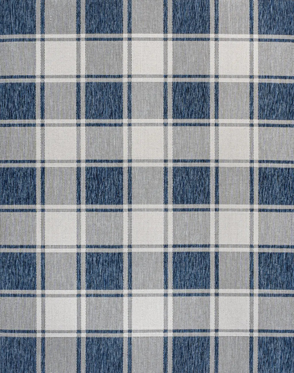 4' X 6' Navy Blue And Cream Gingham Indoor Outdoor Area Rug - GreatEagleInc