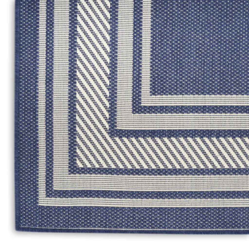 4' X 6' Navy Blue And Ivory Geometric Indoor Outdoor Area Rug Homeroots Outdoor