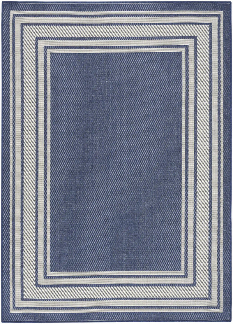 4' X 6' Navy Blue And Ivory Geometric Indoor Outdoor Area Rug Homeroots Outdoor