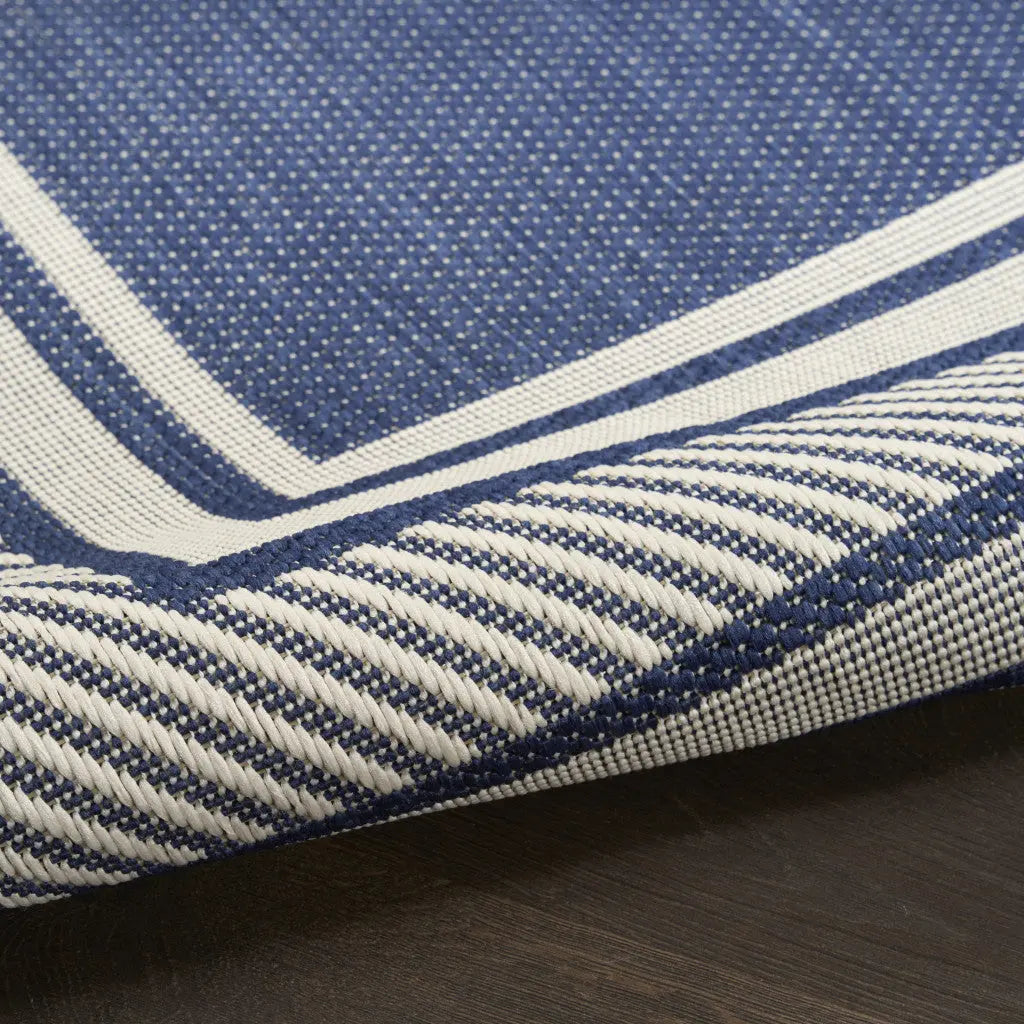4' X 6' Navy Blue And Ivory Geometric Indoor Outdoor Area Rug Homeroots Outdoor