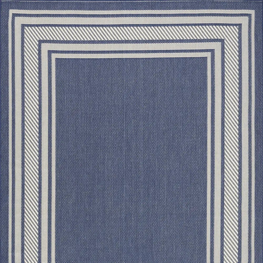 4' X 6' Navy Blue And Ivory Geometric Indoor Outdoor Area Rug Homeroots Outdoor