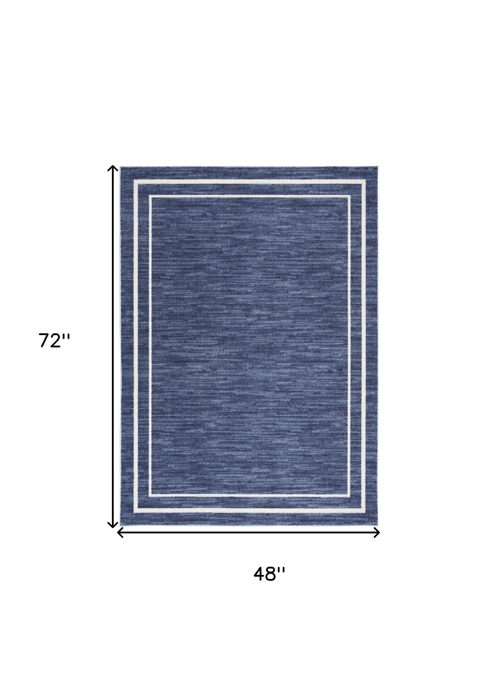 4' X 6' Navy Blue And Ivory Indoor Outdoor Area Rug Homeroots Outdoor