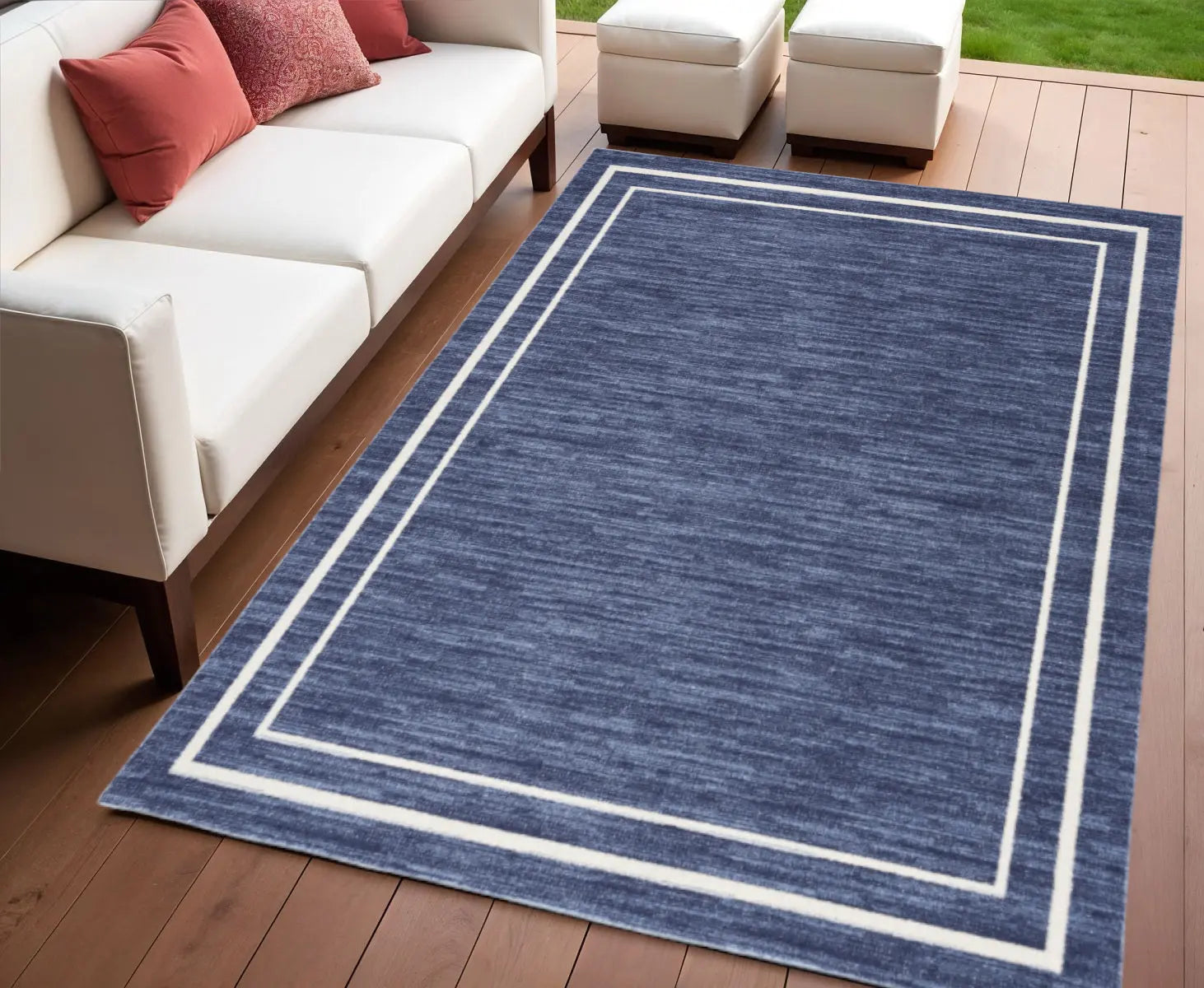 4' X 6' Navy Blue And Ivory Indoor Outdoor Area Rug Homeroots Outdoor