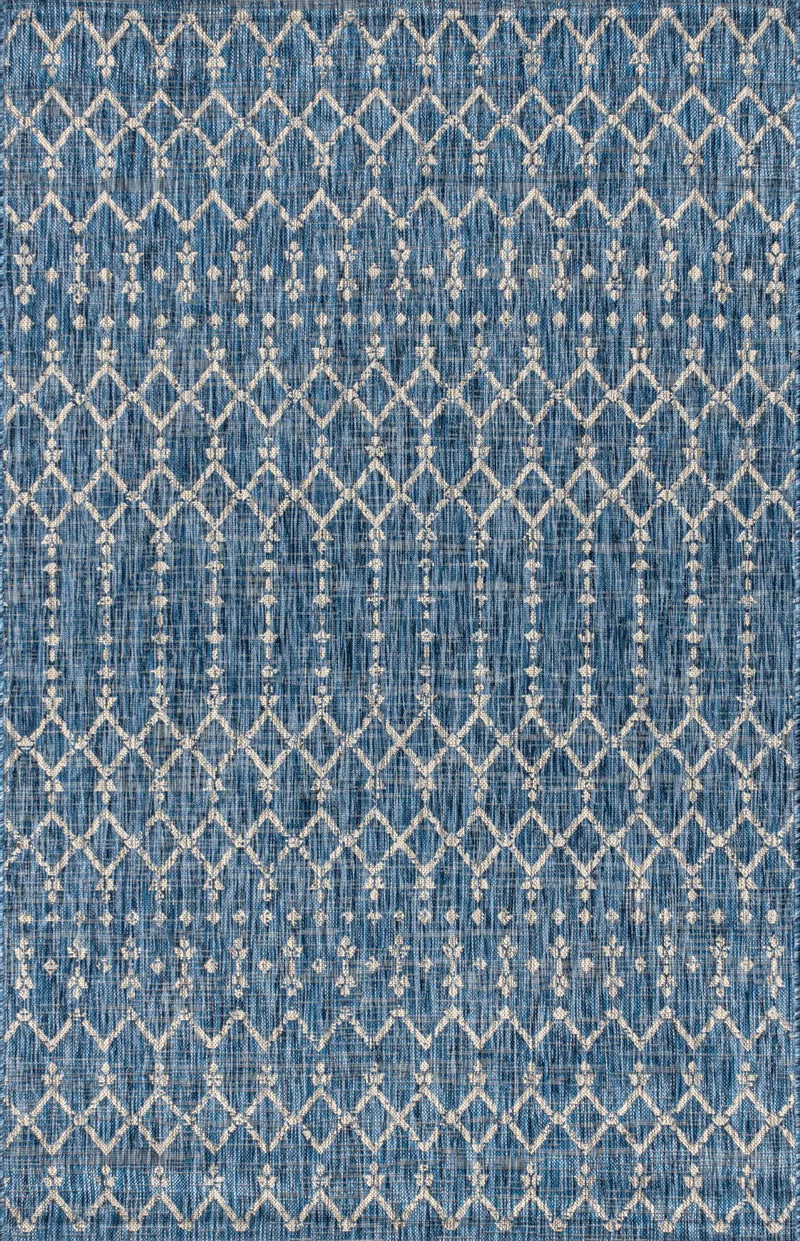 4' X 6' Navy Blue And Light Gray Trellis Indoor Outdoor Area Rug Homeroots Outdoor