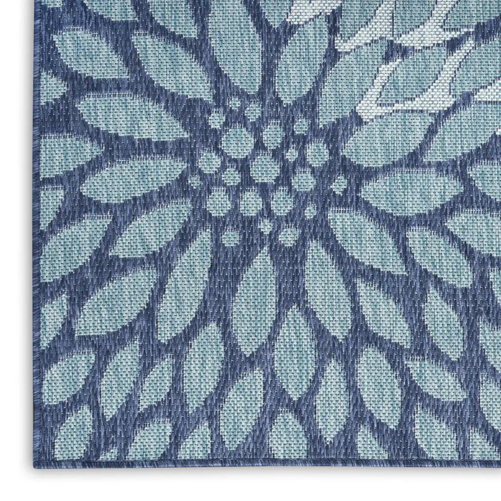 4' X 6' Navy Blue Floral Indoor Outdoor Area Rug Homeroots Outdoor