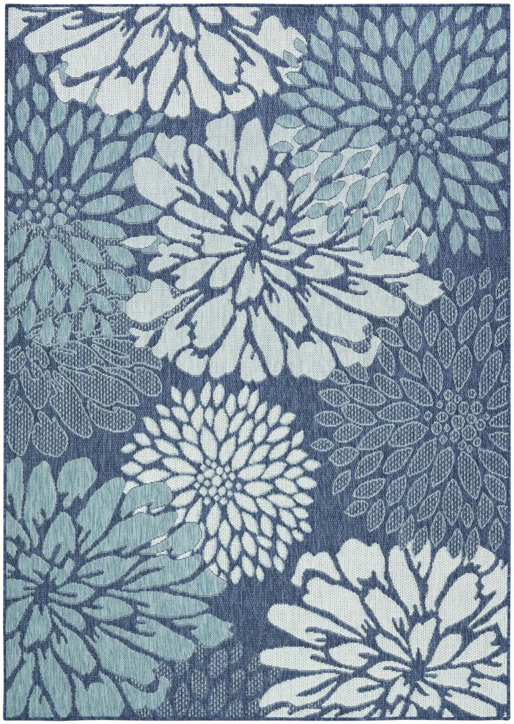 4' X 6' Navy Blue Floral Indoor Outdoor Area Rug Homeroots Outdoor