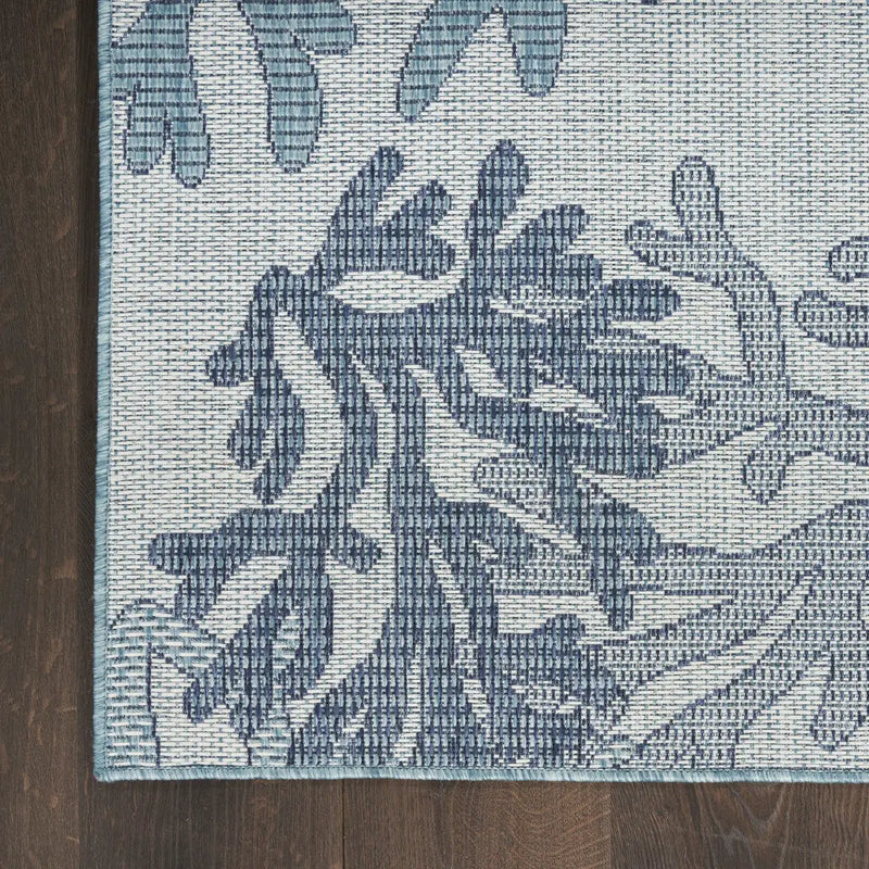 4' X 6' Navy Blue Ivory And Blue Nautical Indoor Outdoor Area Rug Homeroots Outdoor