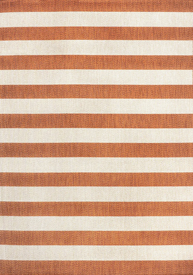 4' X 6' Orange And Beige Striped Indoor Outdoor Area Rug Homeroots Outdoor