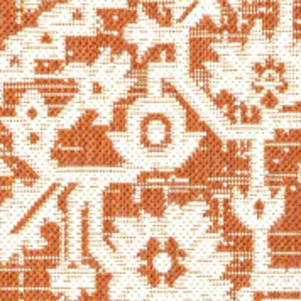 4' X 6' Orange And Cream Medallion Indoor Outdoor Area Rug Homeroots Outdoor