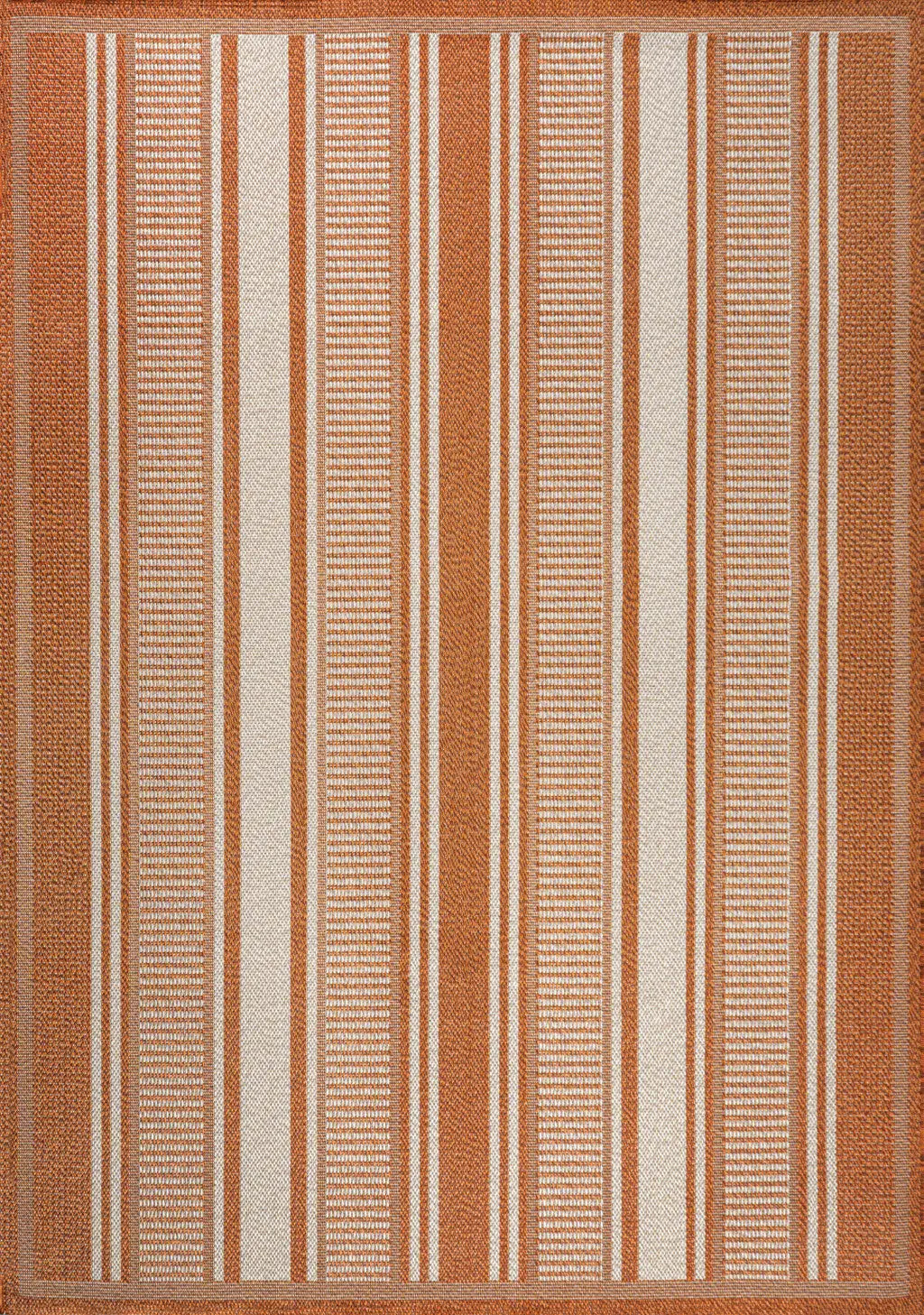 4' X 6' Orange And Cream Striped Indoor Outdoor Area Rug Homeroots Outdoor