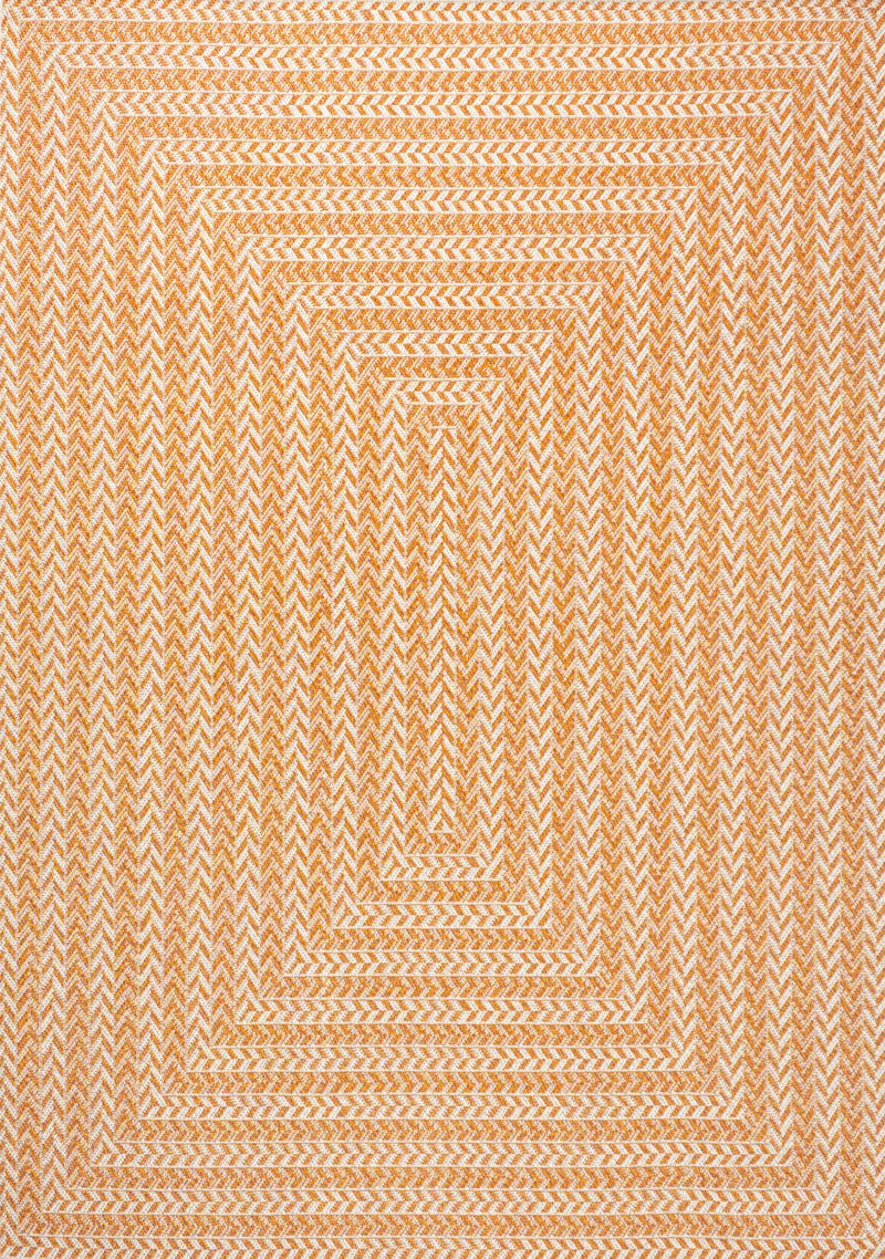 4' X 6' Orange And Cream Striped Indoor Outdoor Area Rug Homeroots Outdoor