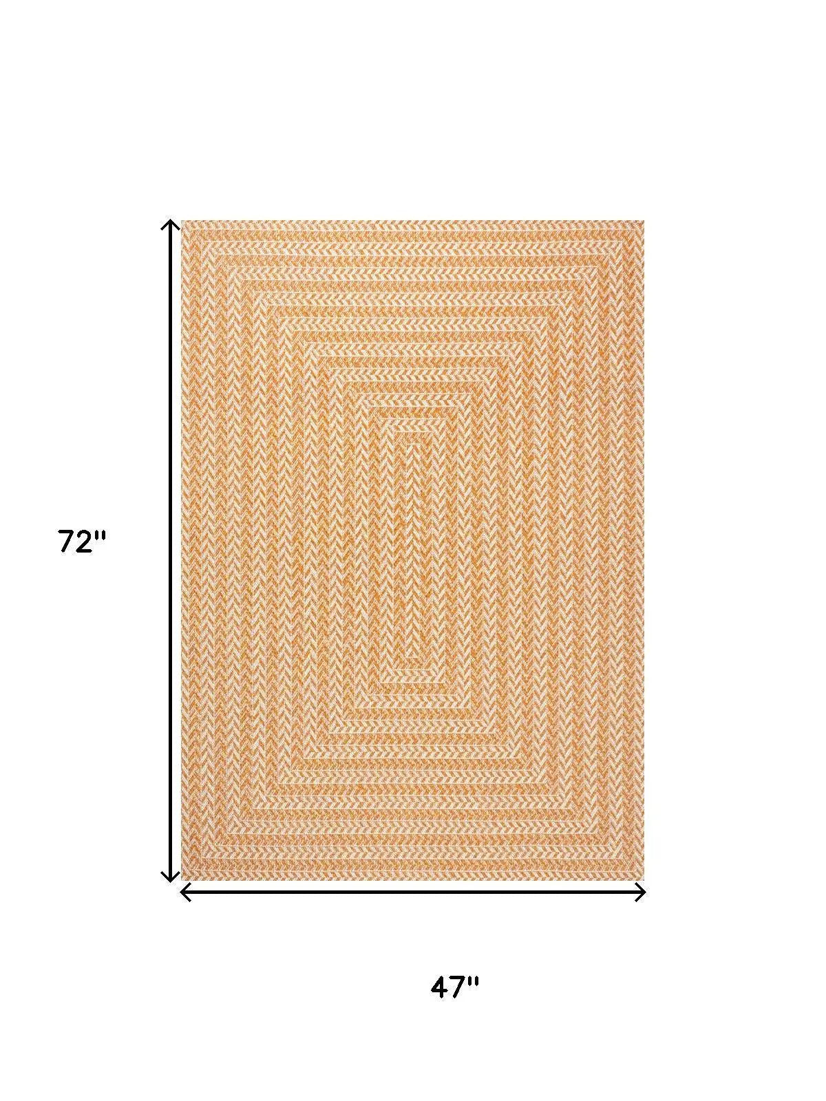 4' X 6' Orange And Cream Striped Indoor Outdoor Area Rug Homeroots Outdoor