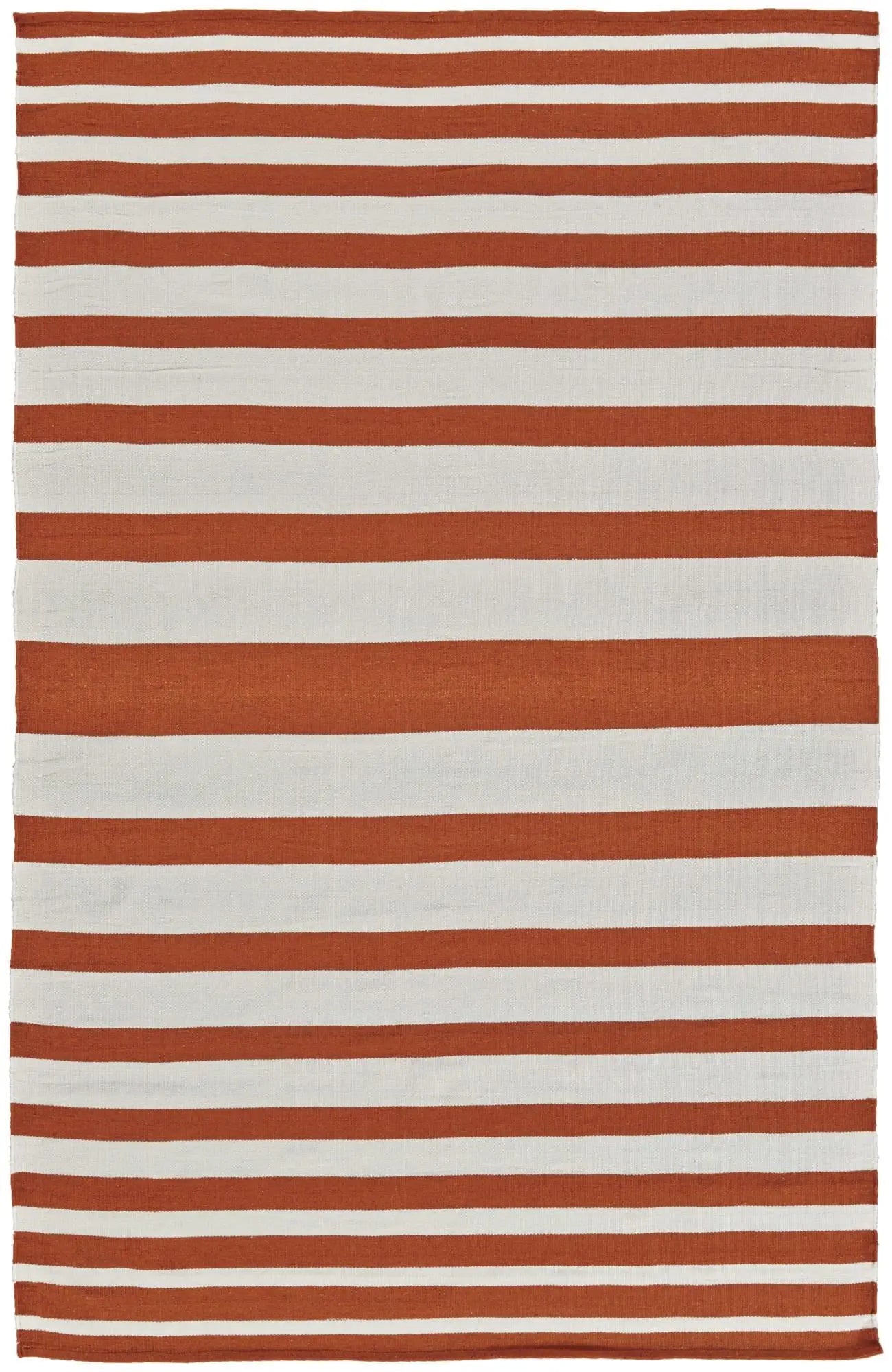 4' X 6' Orange And White Striped Hand Woven Area Rug Homeroots Home Decor
