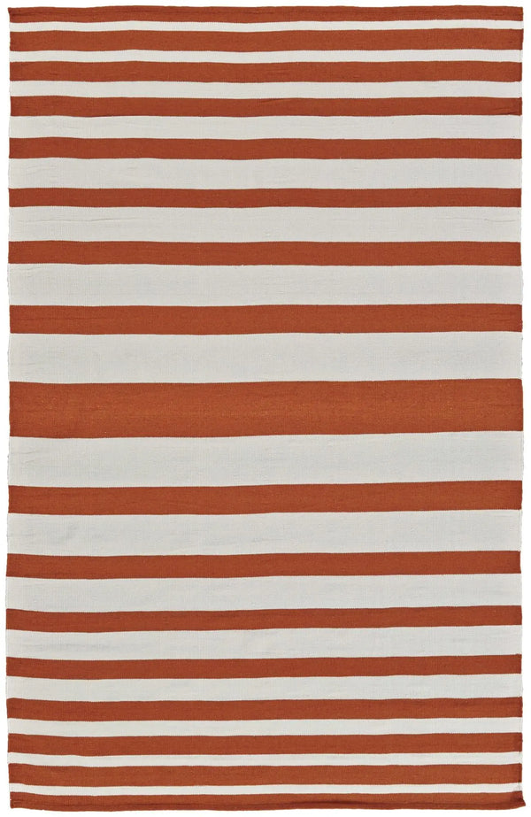 4' X 6' Orange And White Striped Hand Woven Area Rug Homeroots Home Decor