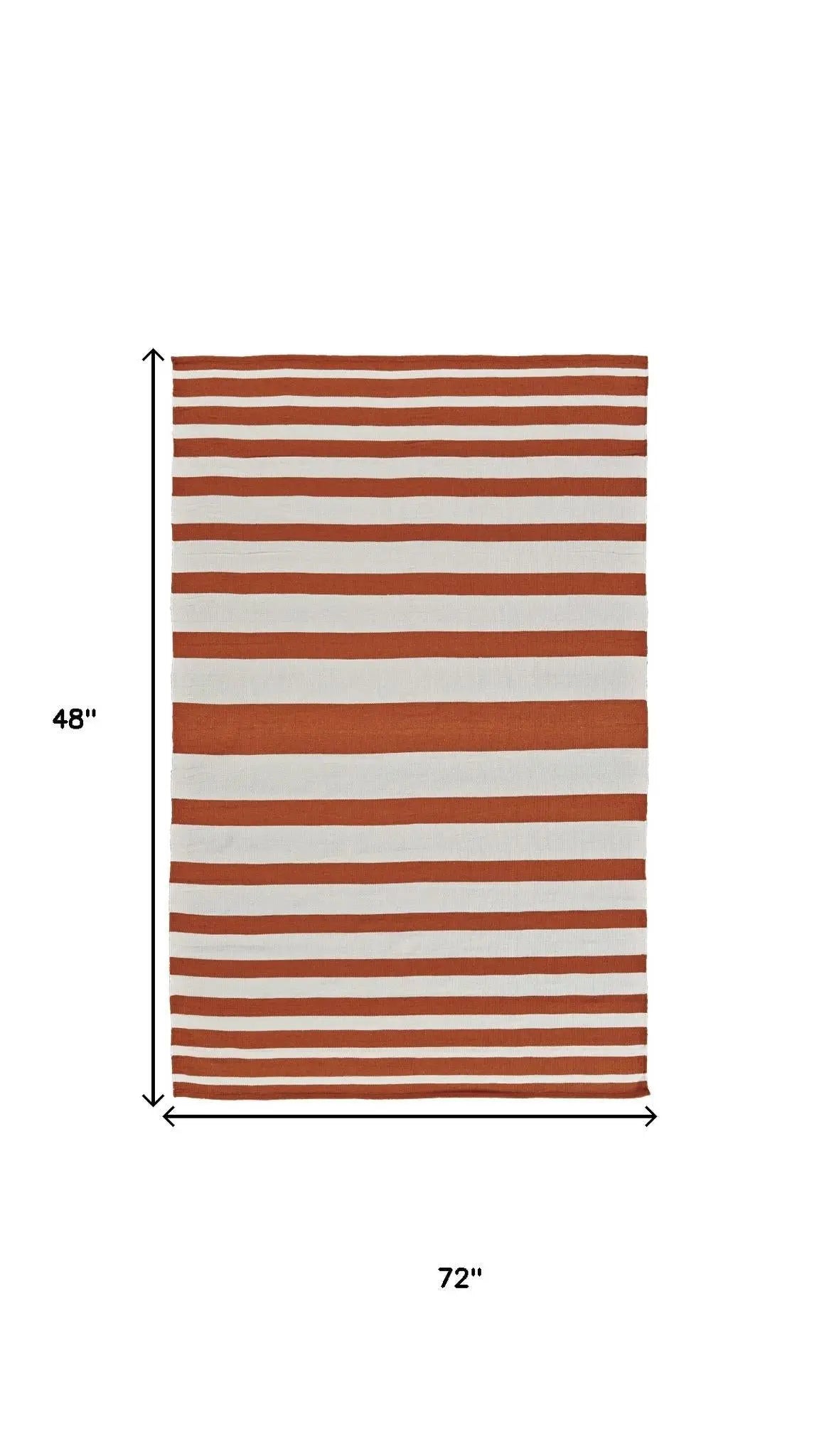 4' X 6' Orange And White Striped Hand Woven Area Rug Homeroots Home Decor
