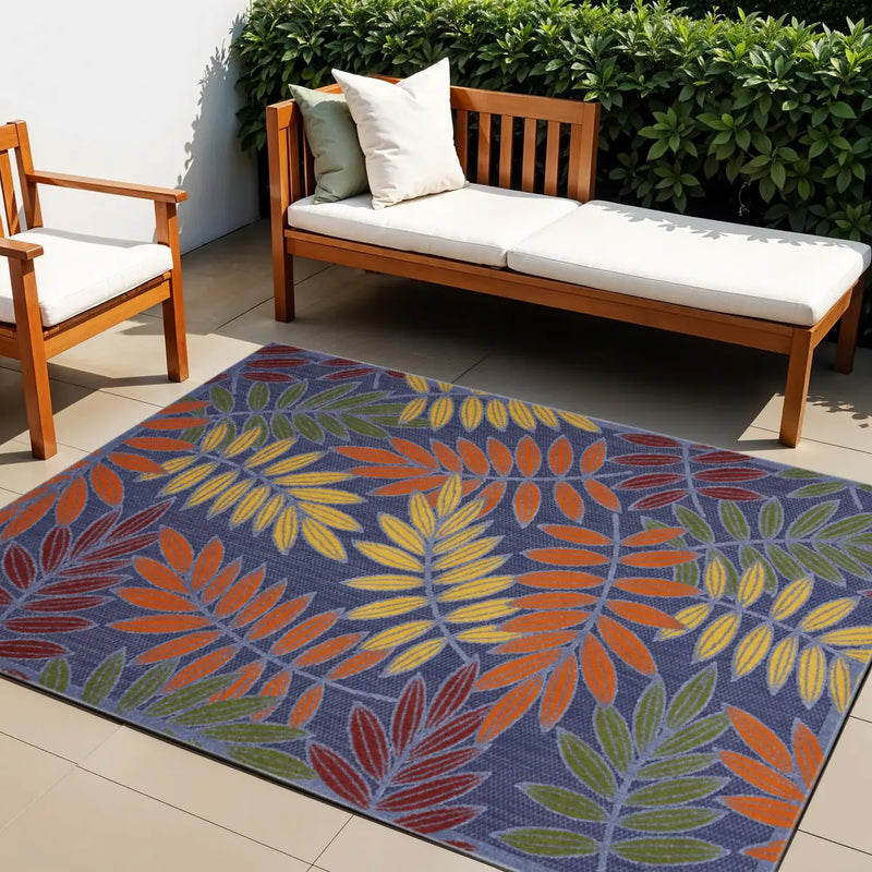4' X 6' Orange Green And Blue Indoor Outdoor Area Rug Homeroots Outdoor