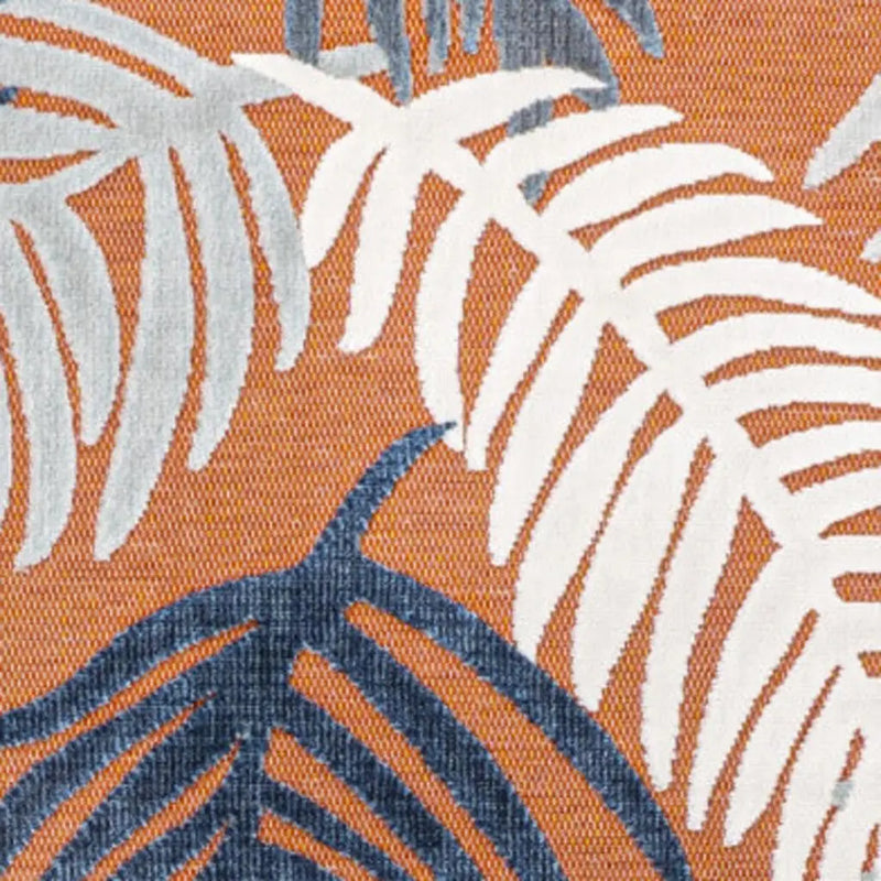 4' X 6' Orange Navy Blue And Ivory Floral Indoor Outdoor Area Rug - GreatEagleInc