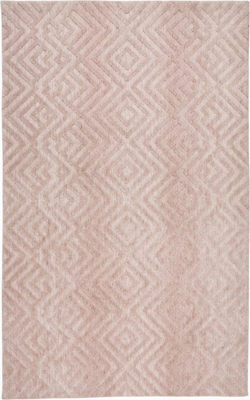 4' X 6' Pink And Ivory Geometric Stain Resistant Area Rug Homeroots Home Decor