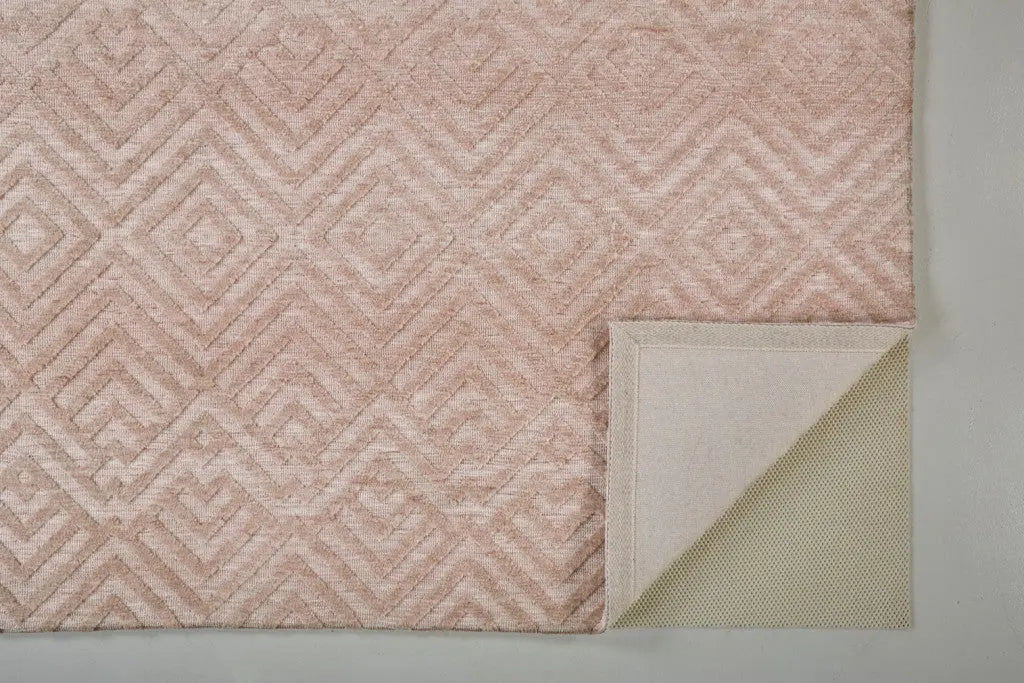 4' X 6' Pink And Ivory Geometric Stain Resistant Area Rug Homeroots Home Decor