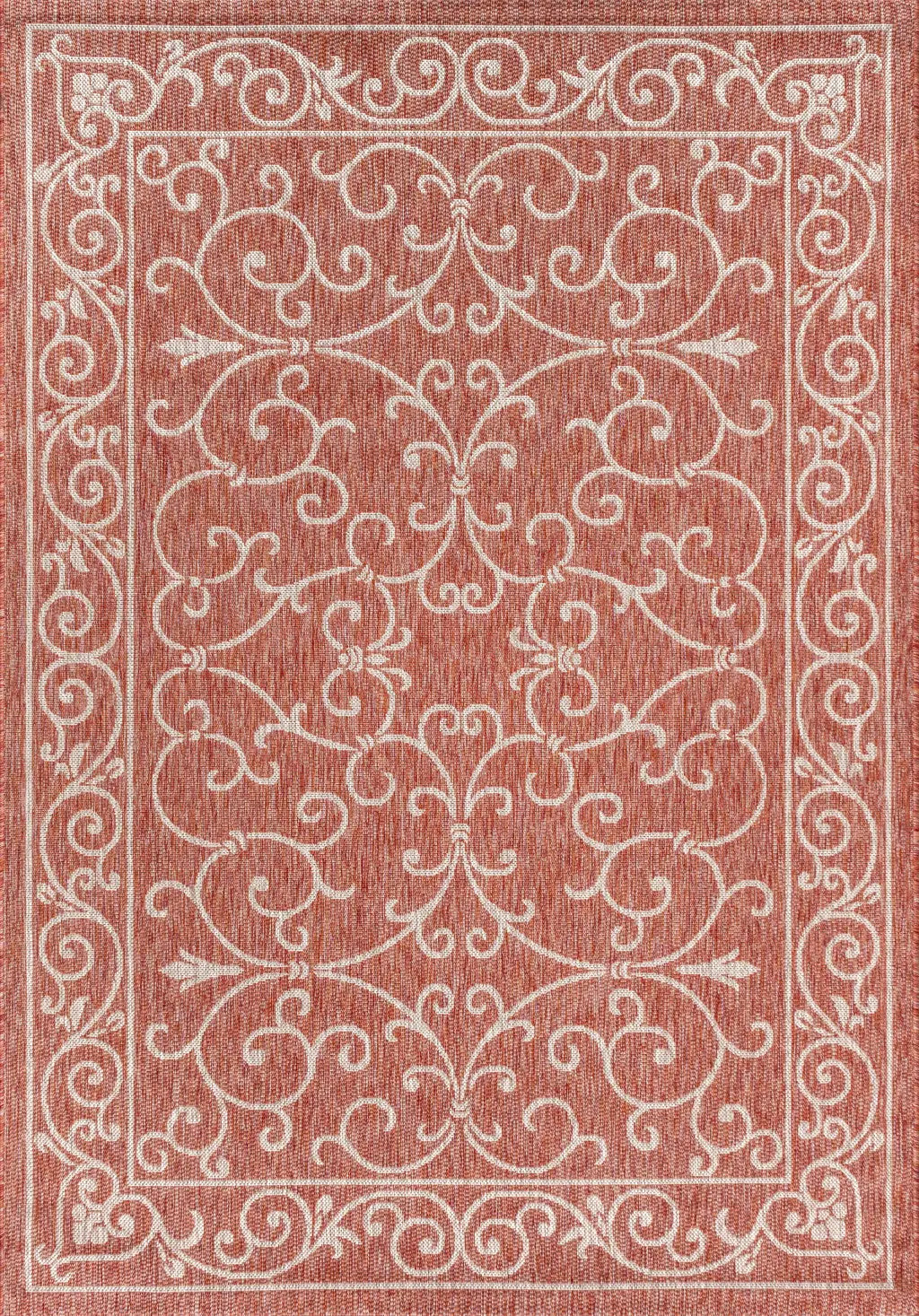4' X 6' Red And Beige Medallion Indoor Outdoor Area Rug Homeroots Outdoor