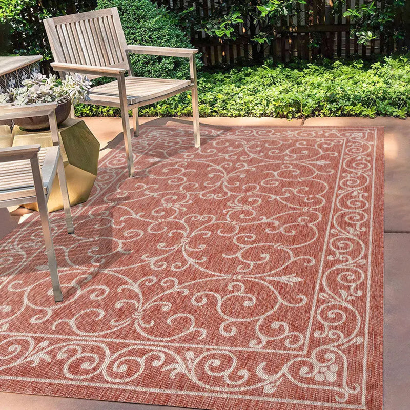 4' X 6' Red And Beige Medallion Indoor Outdoor Area Rug Homeroots Outdoor