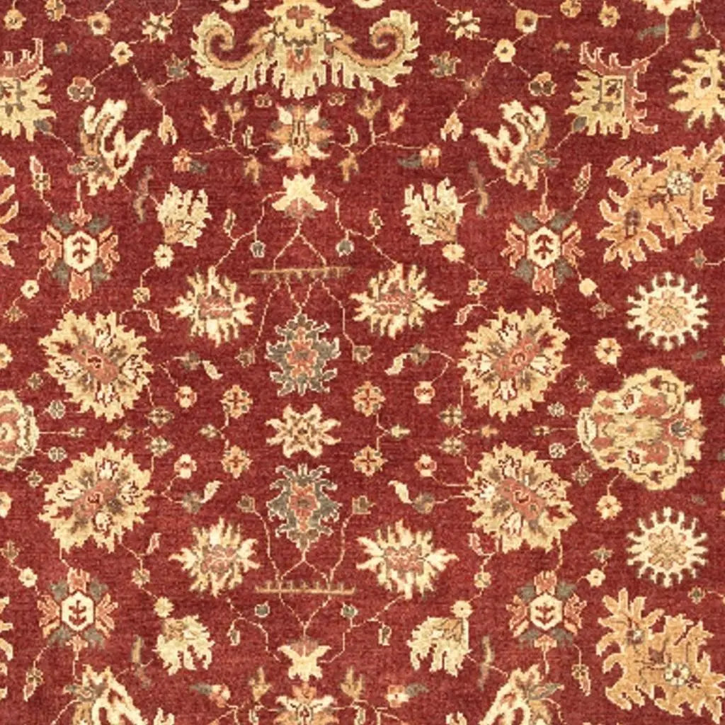 4' X 6' Red And Gold Wool Floral Hand Knotted Area Rug With Fringe Homeroots Home Decor