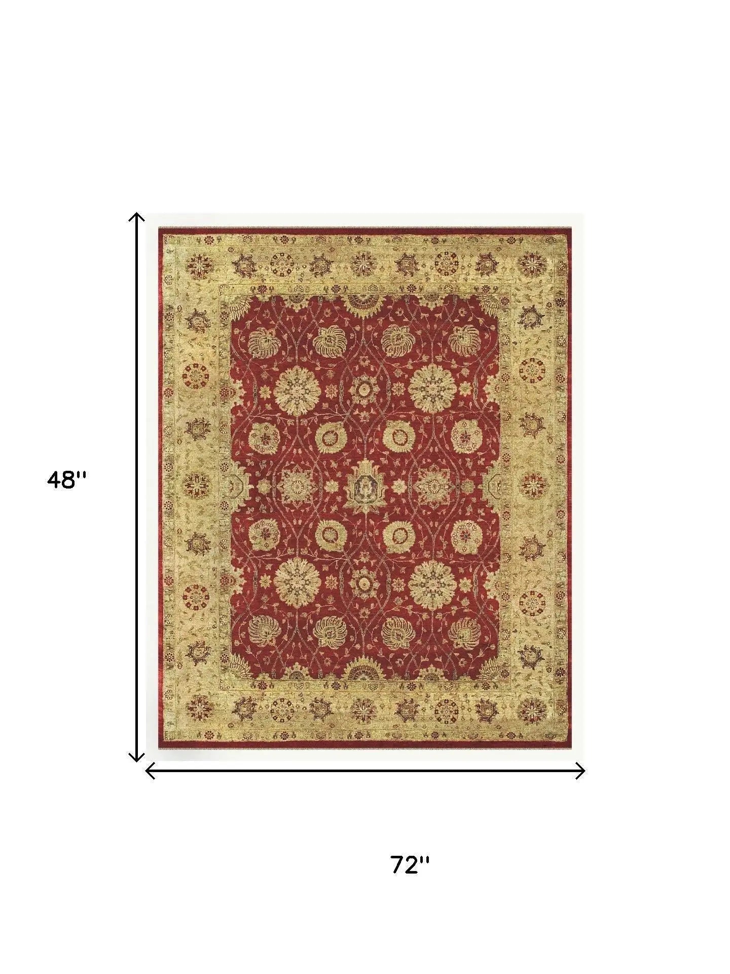 4' X 6' Red And Gold Wool Oriental Hand Knotted Area Rug Homeroots Home Decor