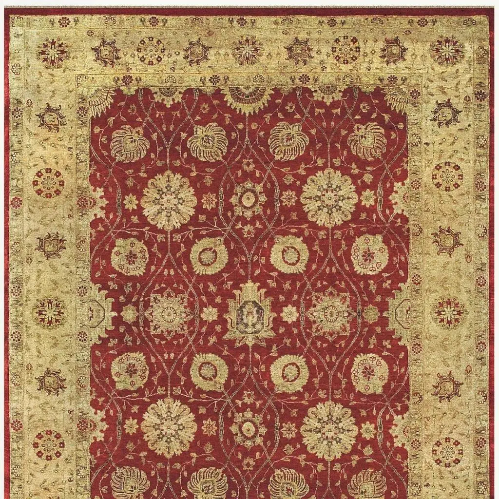 4' X 6' Red And Gold Wool Oriental Hand Knotted Area Rug Homeroots Home Decor
