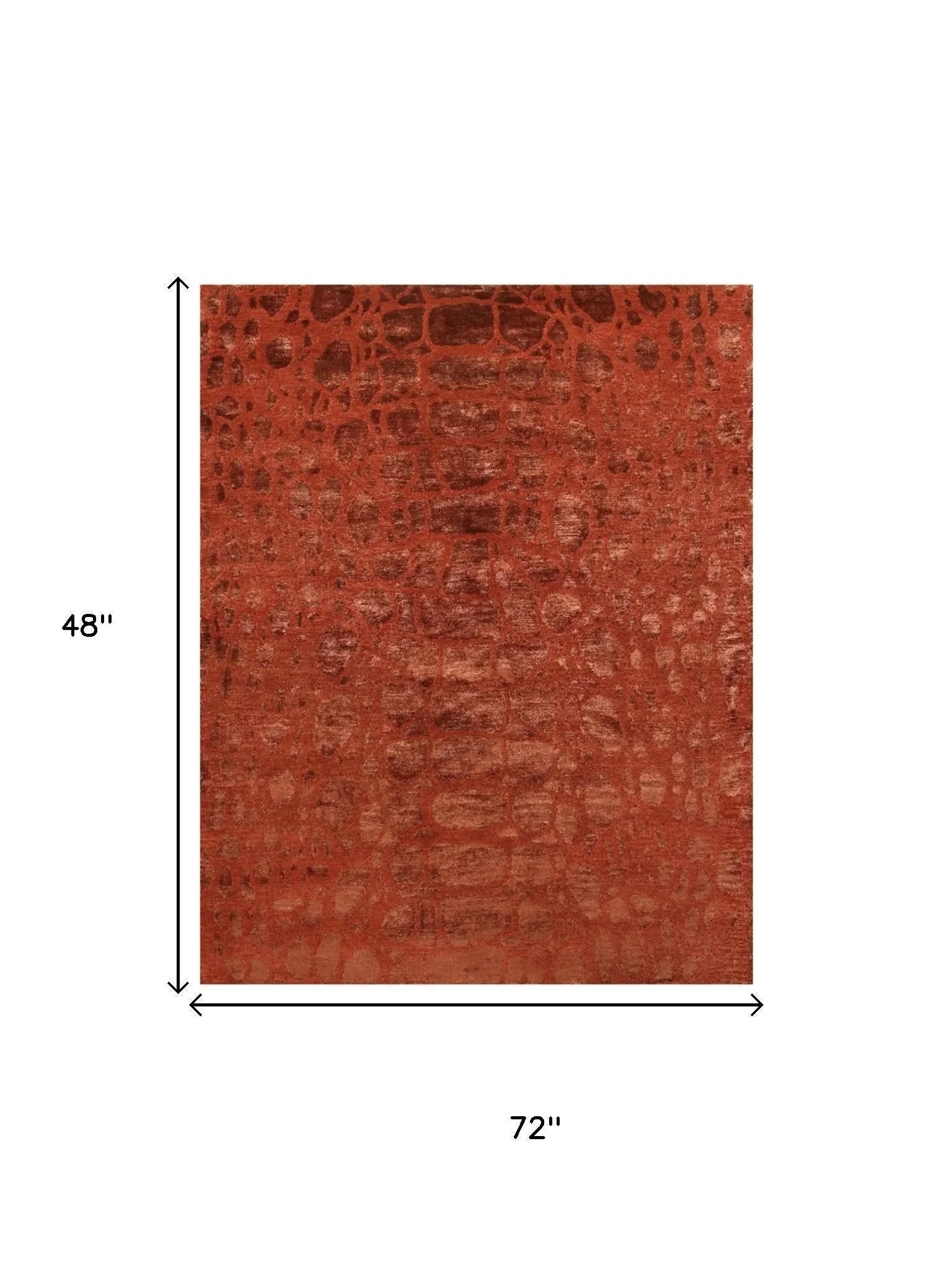 4' X 6' Red And Orange Animal Print Hand Knotted Area Rug Homeroots Home Decor