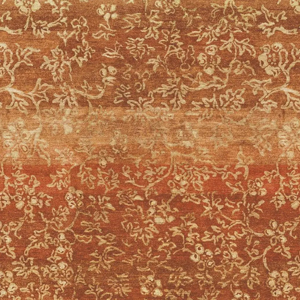 4' X 6' Red Orange And Gold Wool Floral Hand Knotted Area Rug Homeroots Home Decor