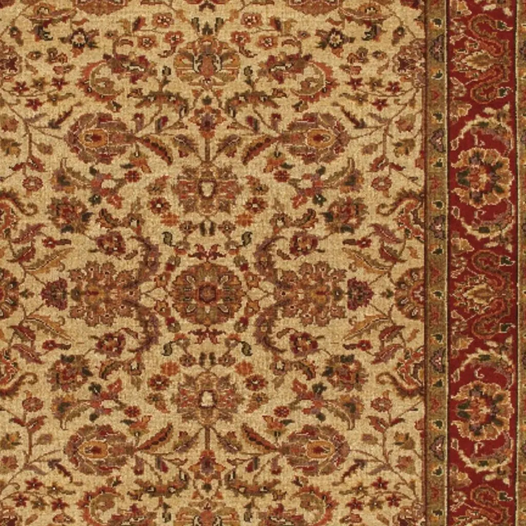 4' X 6' Red Tan And Brown Wool Oriental Hand Knotted Area Rug With Fringe Homeroots Home Decor