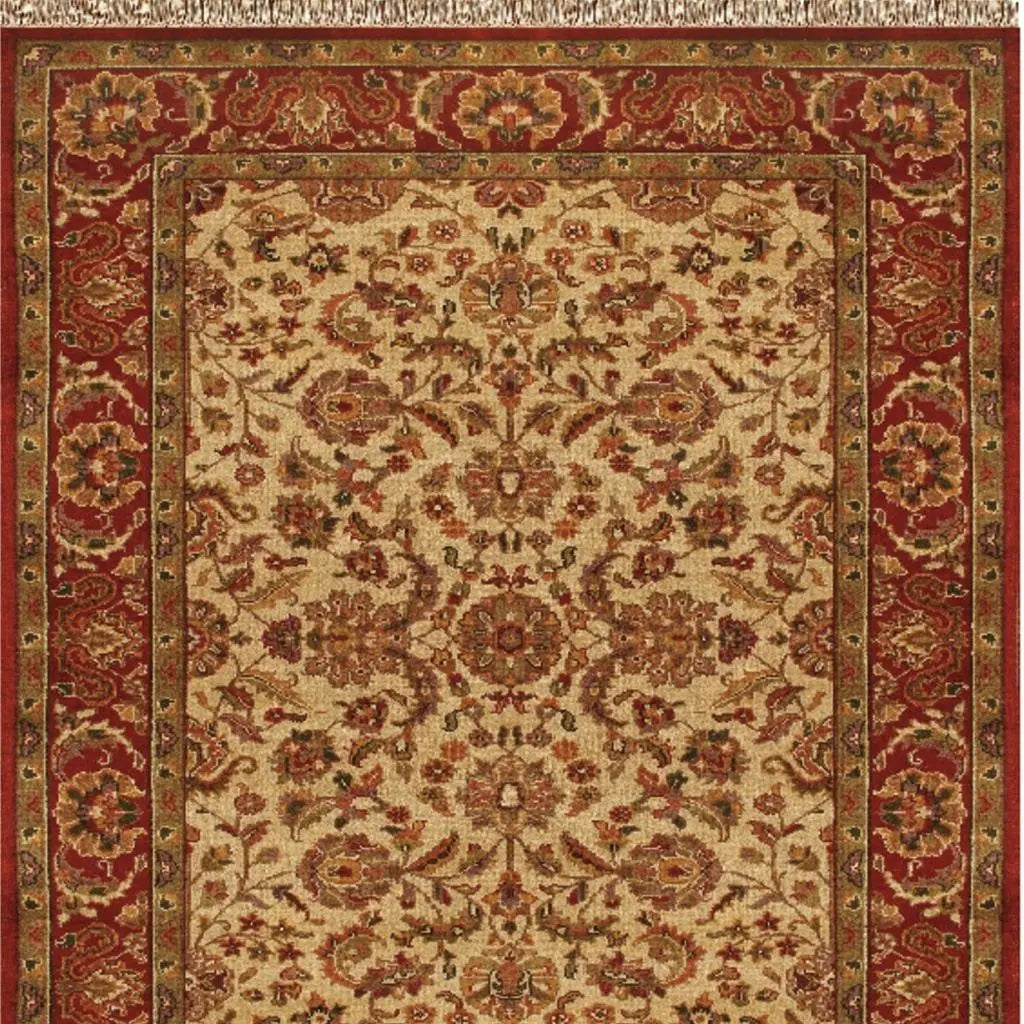 4' X 6' Red Tan And Brown Wool Oriental Hand Knotted Area Rug With Fringe Homeroots Home Decor