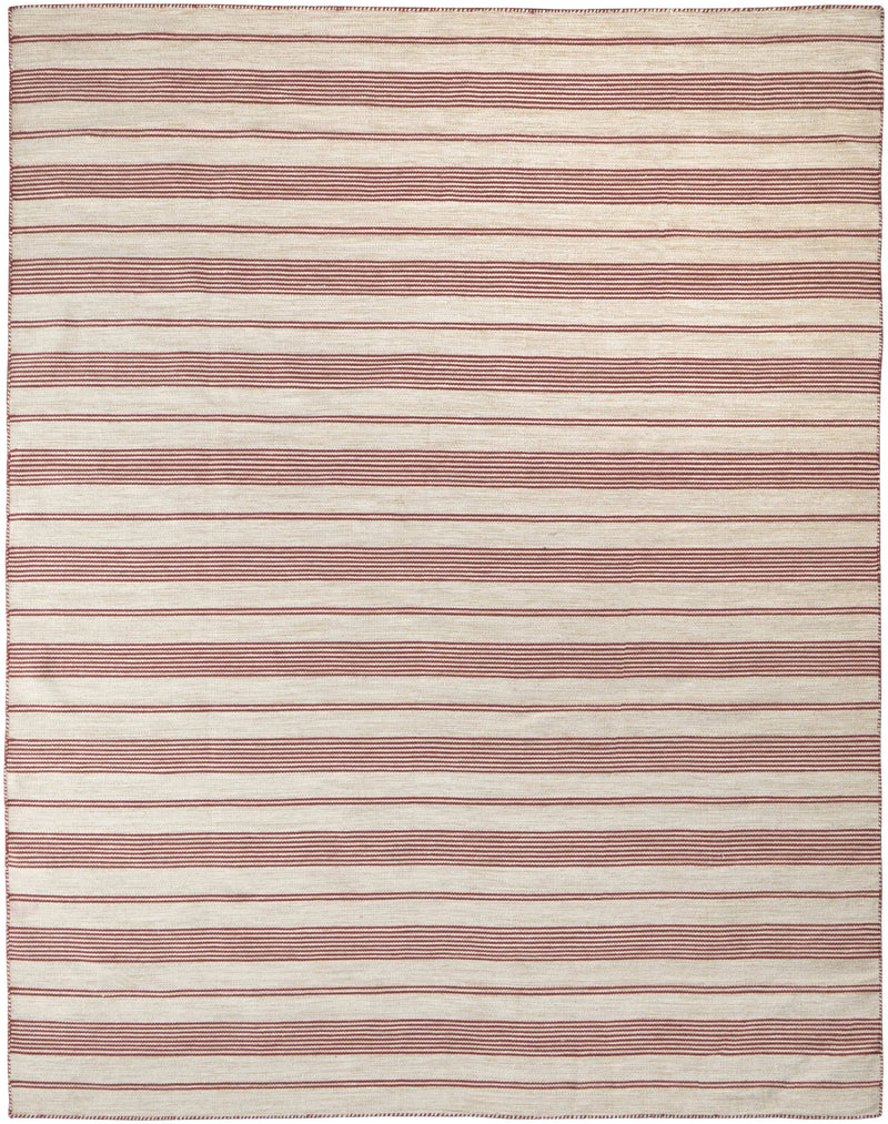 4' X 6' Red and Ivory Striped Hand Woven Area Rug Homeroots Outdoor
