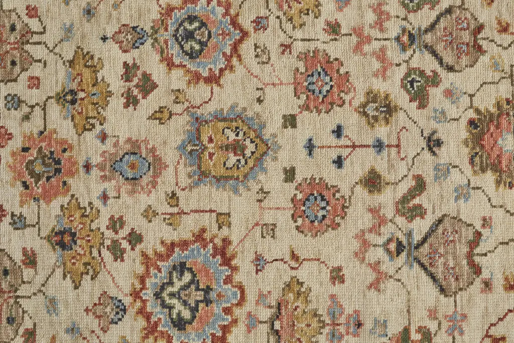 4' X 6' Red and Ivory Wool Floral Hand Knotted Area Rug Homeroots Home Decor