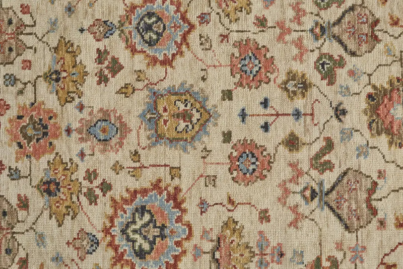 4' X 6' Red and Ivory Wool Floral Hand Knotted Area Rug Homeroots Home Decor